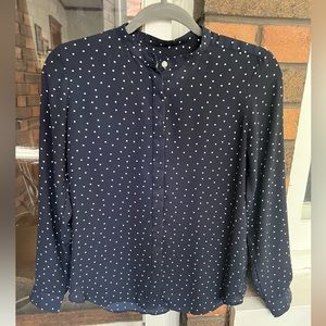 Loft navy dotted blouse